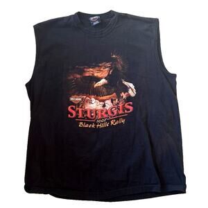 Harley Davidson Sturgis 2002 Black Hills Rally Eagle Sleeveless Shirt Mens 2XL